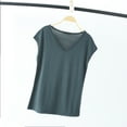 thumbnail image 4 of Antinious Sweatshirt for Women,Tops for Women Trendy,Ladies Solid Casual Short Sleeve V-Neck Blouses,Green,L, 4 of 4