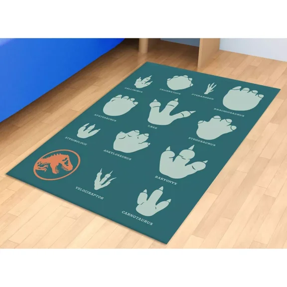 Franco Kids Jurassic World Dominion Area Rug - 40" x 54" - Dinosaur Footprints Design