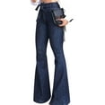 thumbnail image 2 of Gvmfive Womens Classic Flare Bell Bottom Denim Jeans Pants With Tie, 2 of 4