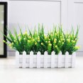 thumbnail image 4 of Fence Potted Artificial Flower Simulation Cloth Flower Home Decor Fence Potted Wedding Fake Floral Decor, White & Yellow, 4 of 5