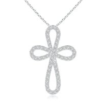 ANGARA Natural Diamond Infinity Bow Cross Pendant in 14K White Gold for Women (Size-1mm| Color-H| Clarity-SI2) | April Birthstone, Anniversary, Jewelry Gift for Women | Natural Diamond Necklace