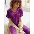 thumbnail image 5 of Ekouaer Women's Silky Satin Pajama Set Daily Pajama PJ Sleepwear Satin Silk Pajama Set 2 Pieces Loungewear, 5 of 6