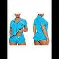 thumbnail image 3 of Conjuntos de Pijama para Mujer, Pijamas Suaves de Corta con Botones, Conjuntos de Pijama de Verano Azul L, 3 of 10