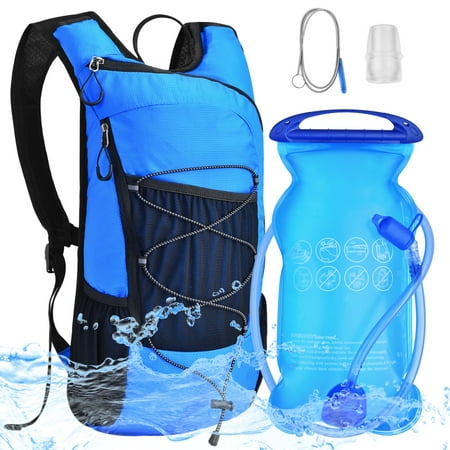 Hydration Backpacks with 2L Water Bladder Bag - Large-Capacity Water Bag with 1 Brush |1Replaceable Mouth Piece - for Hiking Biking Running Walking Climbing