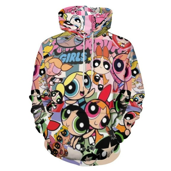 The Powerpuff Girls Unisex Sweatshirts Loose Pullover Sweater Hooded Hoodie 3D Printing Jacket Winter Fall Clothes S