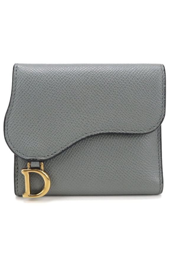 Pre-Owned Christian Dior DIOR Lotus Wallet Tri-fold Wallet, Saddle, Women's, Gray