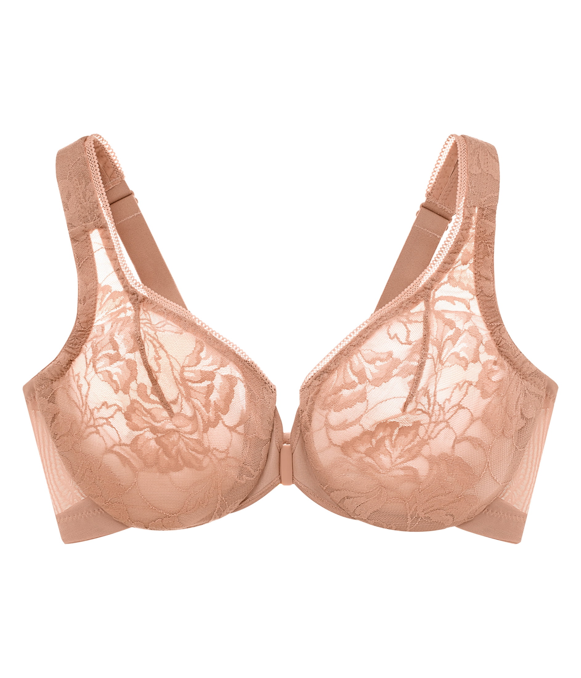 Glamorise Lacey T-Back Front-Closure WonderWire Underwire  Bra 9246 (Women's & Women's Plus)
