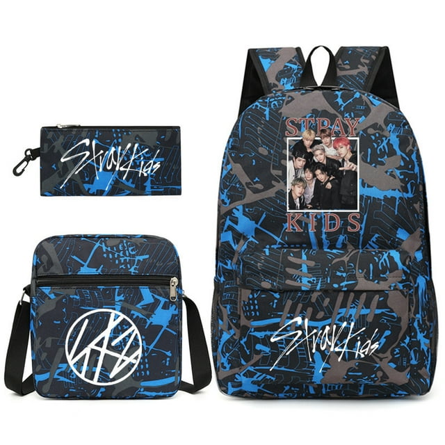 Stray Kids Travel Backpack, Teenage Student School Bag Three-piece Set-QIUPING