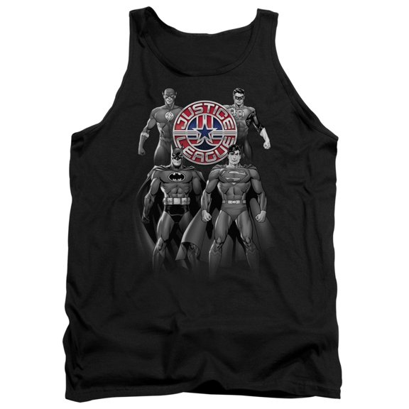 JLA Justice League Shades Of Gray Adult Tank Top Black