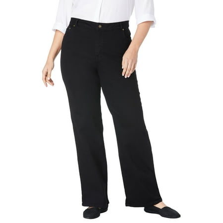 Woman Within - Woman Within Plus Size Petite Wide Leg Stretch Jean ...