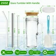 thumbnail image 7 of GPED 4 Pack Glass Tumbler with Handle, 25 oz Glass Cups with Bamboo Lids and Straws, Mason Jar with Wide Mouth Reusable Drinking Glasses for Iced Coffee Smoothie Matcha Cocktail Whiskey Milk, 7 of 7