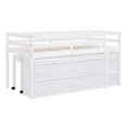 thumbnail image 4 of Churanty Twin Size Loft Bed with Retractable Writing Desk and 4 Drawers, Wooden Loft Bed with Lateral Portable Desk and Shelves, White, 4 of 9