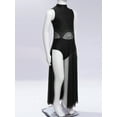 thumbnail image 4 of YiZYiF Girls Lyrical Dance Costume Keyhole Back Sleeveless Rhinestones Split Dress Dancewear Black 6, 4 of 7