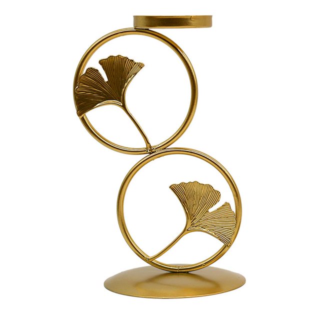 Toystoory Candelabro de hoja de ginkgo de estilo retro europeo, candelero forjado simple moderno, adorno de de hierro para el hogar, bar, fiesta, Decoración del hogar No.1 Toystoory HA026446-01
