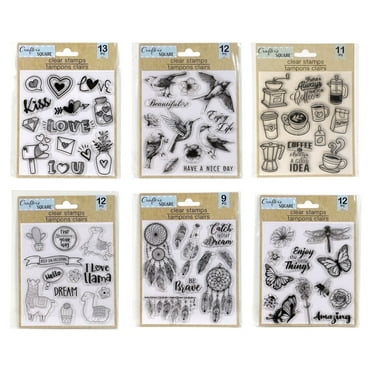 Crafter's Square, Clear Stamp Sets, Clear Stamps, Crafters Stamping, Rubber Stamp, Heart, Birds, Summer, Llamas, Dreamcatchers, Butterflies Stamps, 14-ct. Packs