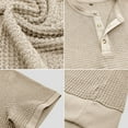 thumbnail image 3 of AHTJRT Men's Short Sleeve Henley Cotton T-Shirt Casual Button Summer Tees Tops Beige 2XL, 3 of 5