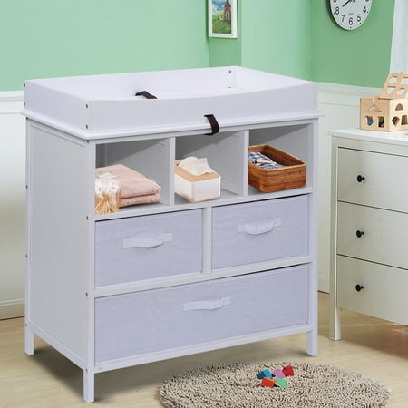 Costway Infant Baby Diaper Station Nursery Furniture Changing Table Costway Infant Baby Diaper Station Nursery Furniture Changing Table W 3 Baskets Storage White