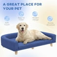 thumbnail image 6 of PetFurnish Dog Sofa Couch, Pet Bed with Comfortable Luxury Cushion, Washable Cover, Wooden Legs, Anti-Slip Mat for Large Dogs, Cats, Kittens-Blue, 6 of 9