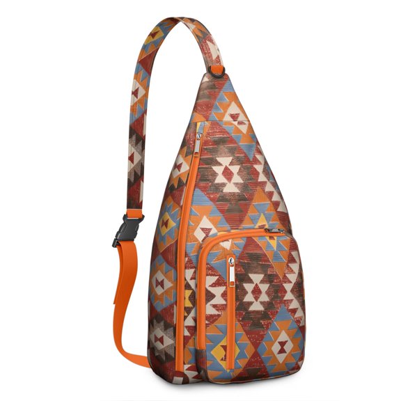 Artistic Bohemian Sling Bag - Water-resistant Breathable Shoulder Bag with Adjustable Strap Retro Tribal Print for Women
