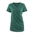 thumbnail image 3 of Ecavus Women's Maternity Nursing Tops Short Sleeve V-Neck T-Shirts 3-Pack Black Wine Red Heather Light Green S, 3 of 5