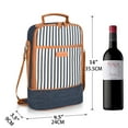 thumbnail image 2 of Tirrinia Wine Bag Portable Gift Tote,Polyester Leakproof Insulated Wine Bottle Carrying Cooler Carrier with Fixed Compartment,for Travel,Picnic,Party,Great Gift for Wine Lover,Blue Stripe, 2 of 7