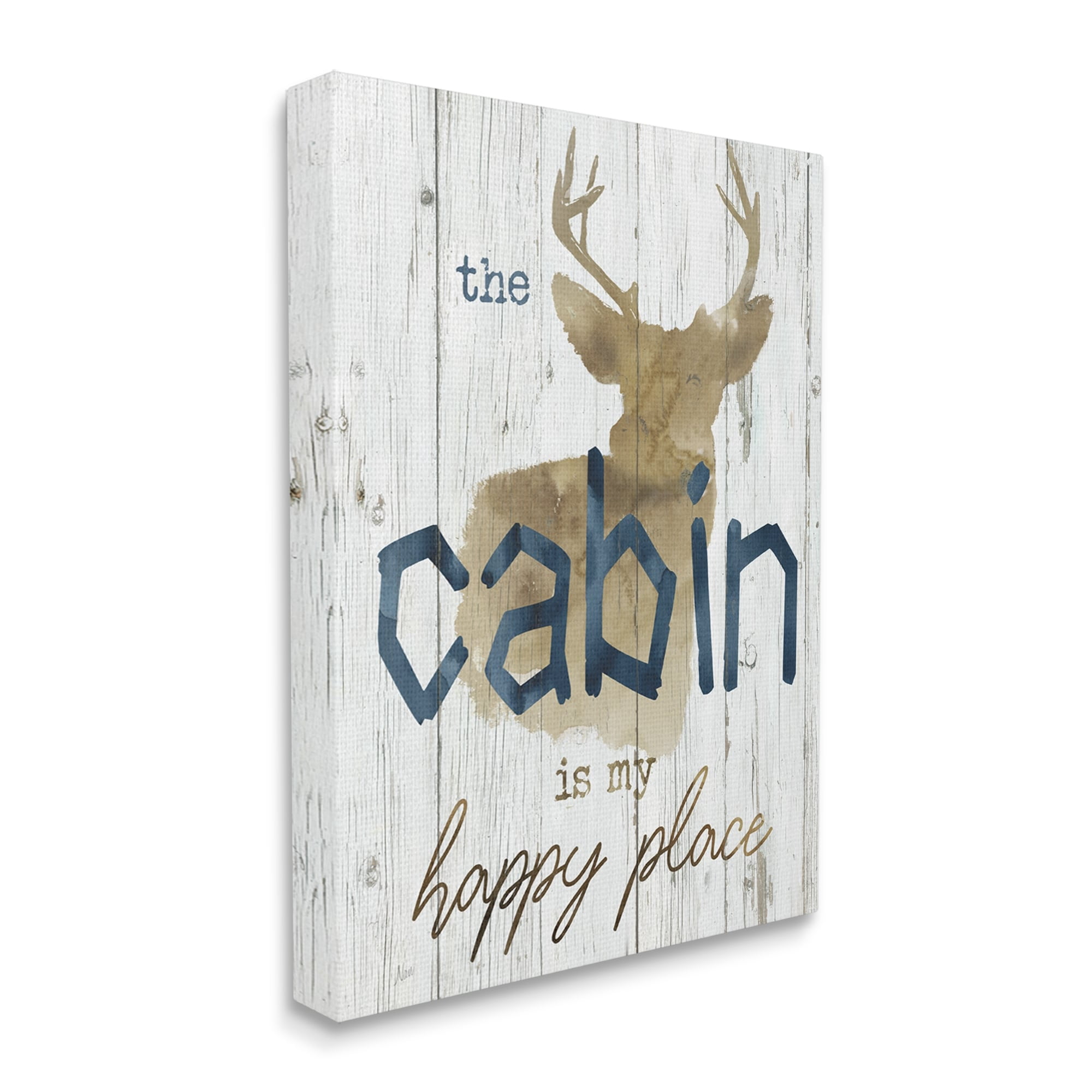 Stupell Industries Cabin Happy Place Rustic Deer Silhouette Sign , 16 x 20, Design by Nan