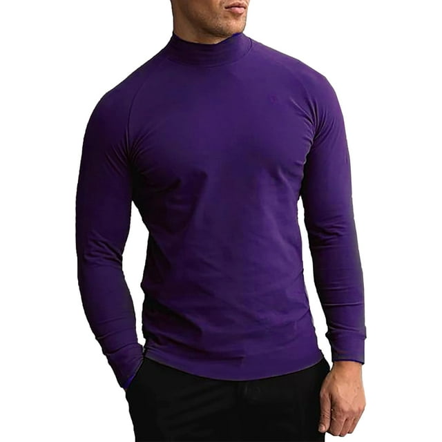 GHSDFBB Men Regular Fit Basic Lightweight Long Sleeve Pullover Top Mock Turtleneck T-Shirt