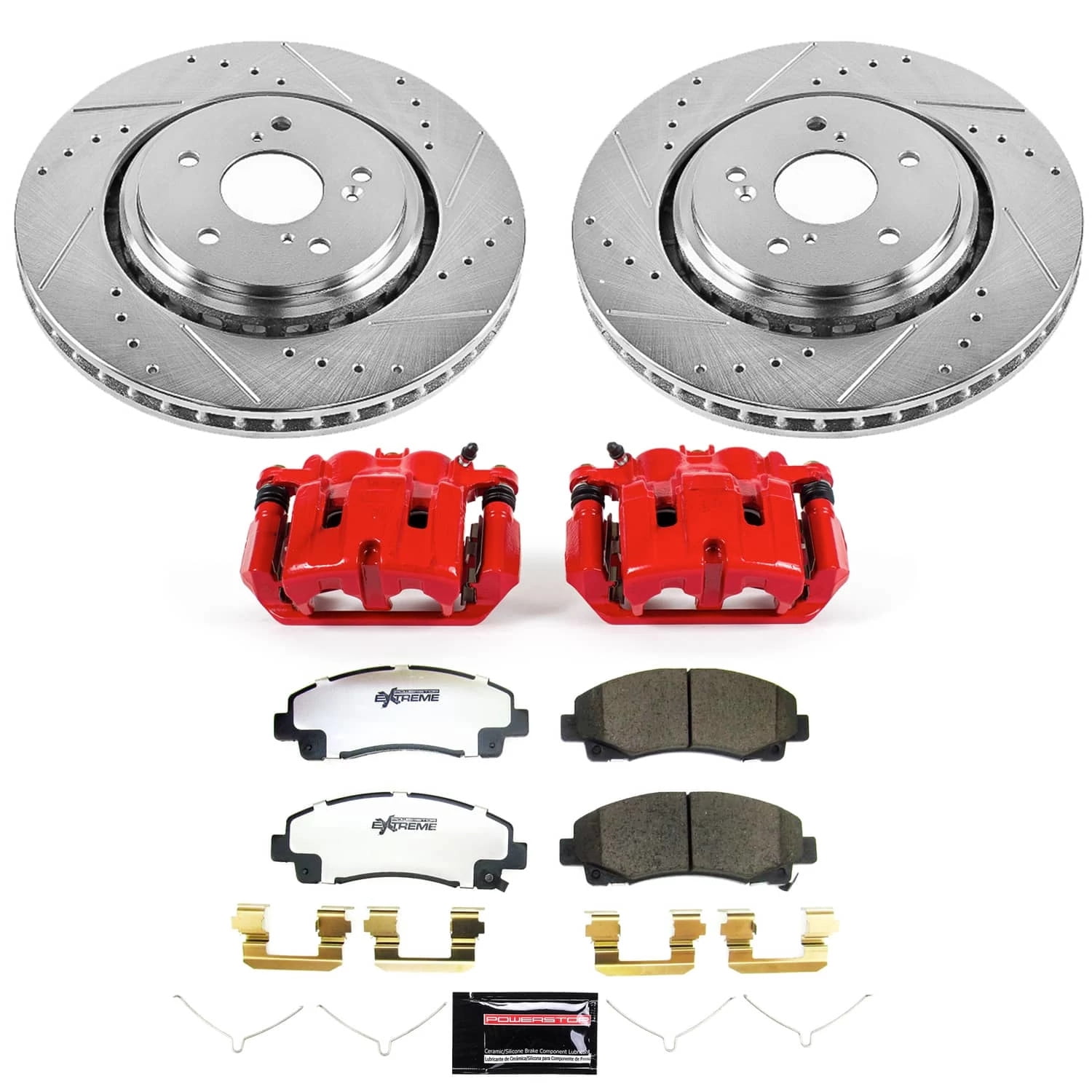 PowerStop Front Z26 Street Warrior Brake Pad and Rotor Kit with Red Powder Coated Calipers Fits: ACURA Select Models KC7214-26