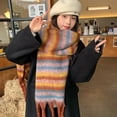thumbnail image 3 of Bufanda cálida de invierno para mujer, chal largo, bufandas grandes, bufanda de rayas con flecos, bufandas gruesas para clima frío, bufandas de color, 3 of 5