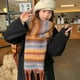 thumbnail image 3 of Bufanda cálida de invierno para mujer, chal largo, bufandas grandes, bufanda de rayas con flecos, bufandas gruesas para clima frío, bufandas de color, 3 of 5