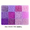 thumbnail image 1 of 3600pcs 3mm Glass Seed Beads, Assorted Colors, 12-grid Storage Box, DIY Jewelry Making Kit, Loose Beads For Bracelets, Necklaces,Purple, 1 of 7