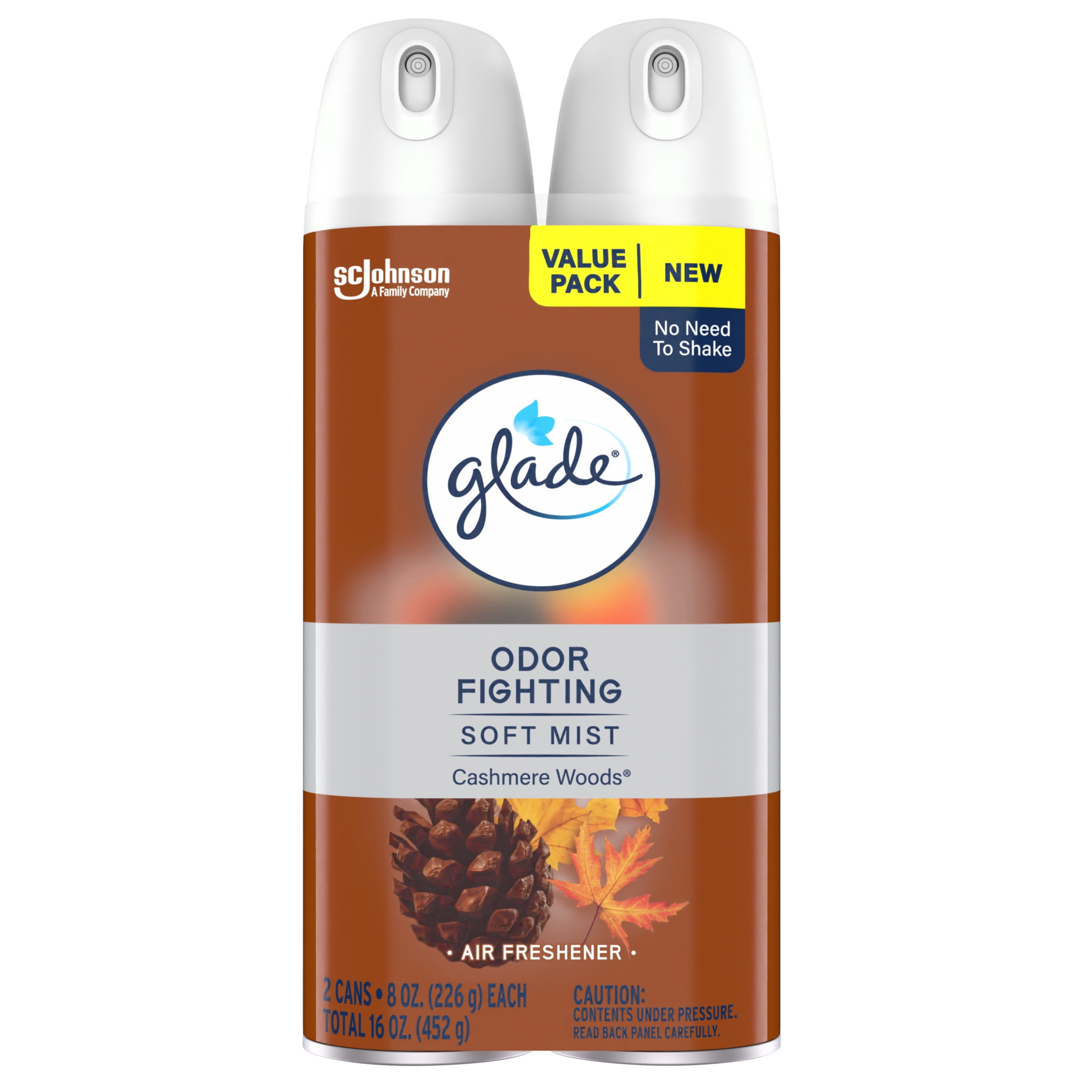 (3 pack) Glade Odor Fighting Soft Mist Air Freshener Room Spray, Cashmere Woods, 16.0oz, 3 Pack, 6 Count