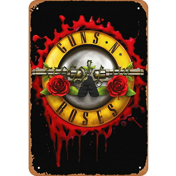 Placa Metal Vintage Guns N Roses Pared Pintura Hierro Rectangular (20x30 Cm)