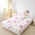 thumbnail image 3 of Erosebridal Girl Watercolor Ribbon Bed Sheets, Groovy Flower King Sheets, White Pink, 4pcs, 3 of 5