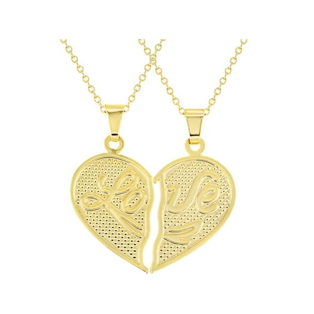 18k plated pendant necklace couple heart gold