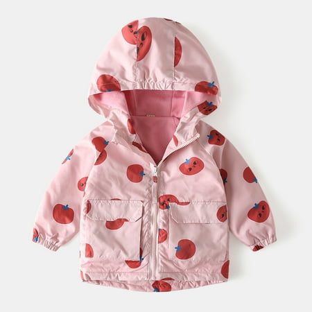 

DENGDENG Baby Toddler Child Children Kids Long Sleeve Jacket Hooded Printed Clothes Warm Zip Up Pockets Jacket 1Y-6Y