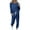 Dark Blue, variant on Women Long Sleeve Color Block Patchwork Crewneck T Shirt Top Blouse And Long Pants Leggings Casual Outfit Set