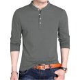 thumbnail image 1 of Sunloudy Hombres Primavera Otoño Slim Tops Color sólido Manga larga Cuello alto Camisas con botones Sunloudy moda, 1 of 3