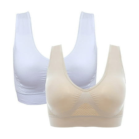 

Umitay2PCS Women Sports Underwear Hollow Mesh Breathable Hole Large Size Bra Vest