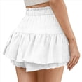 thumbnail image 3 of Pantalones Cortos para Mujer, con Volantes en el Bajo, Cintura Alta, Cordón Ajustable, Holgados, Informales, Falda de Verano, Color , Talla L, 3 of 9