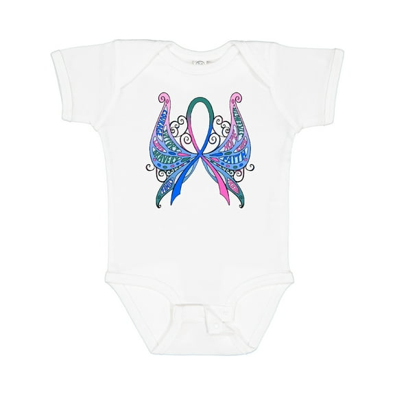 Inktastic Thyroid Cancer Awareness with Butterfly Ribbon Words Boys or Girls Baby Bodysuit