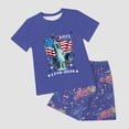 thumbnail image 4 of Karoyedx Girls Clothes Toddler Girls 4th of July Outfit 250th American Flag Short Sleeve T-Shirt & Shorts 2PCS Set Patriotic Summer Clothes Blue Size,2-3 Years, 4 of 7