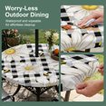 thumbnail image 5 of Round Outdoor Tablecloth with Umbrella Hole and Zipper, White Daisy Farmhouse Tablecloth with Elastic Waterproof, Garden Floral Honeybees Black Plaid Patio Table Covers for 55" - 60" Pool Tables, 5 of 9