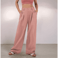 thumbnail image 4 of Women'S Wide Leg Suit Pants Loose Fit High Elastic Waisted Business Casual Long Trousers Pants Pink XXL, 4 of 7