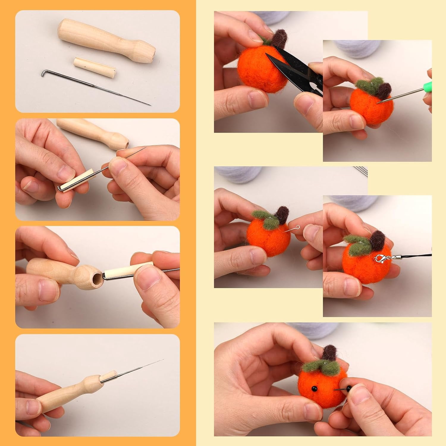 45 Colors Needle Felting Kit for Beginners with Tools, Needles and Storage Bag for DIY Handcrafts Decoration