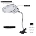 thumbnail image 1 of Large Lens Table Top Desk Lamp Lighted Magnifier Magnifying Glass Soft Metal Hose for Coins, Stamps, Jewelry with LED Light Clamp, 1 of 8
