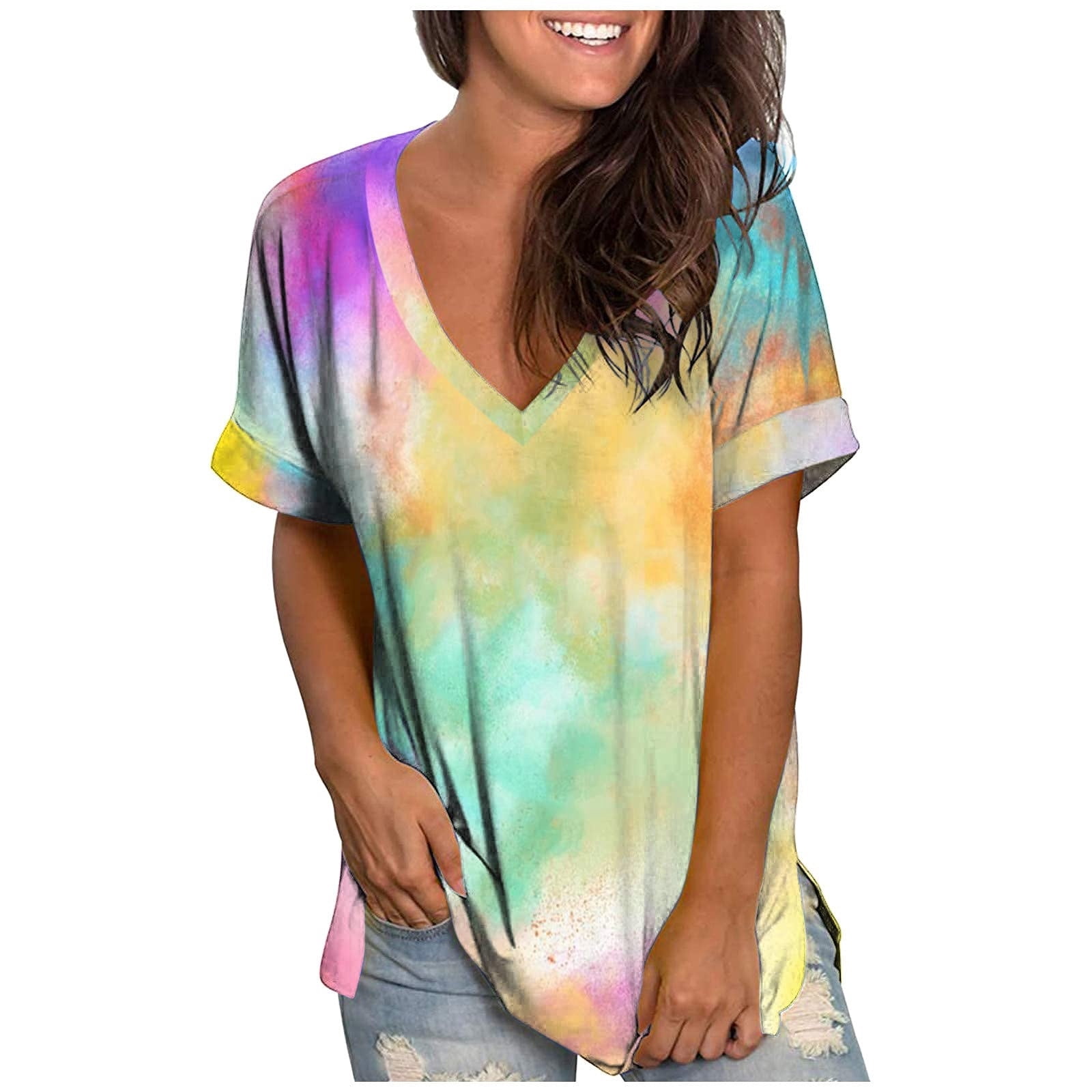 Tie Dye Shirt Women Blouses Loose Shirt 
