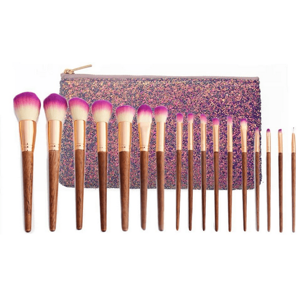 Brochas Elegantes Malubero 17 Piezas Estuche rosa Malu1605