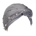 thumbnail image 4 of Women Pearl Beading India Hat Muslim Ruffle Cancer Chemo Beanie Turban Wrap Cap, 4 of 9