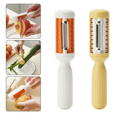 

Sioweci Vegetable Peeler Stainless Steel Multifunctional Fruit Peeler Rotating Design Scrubbing Brush for Home Kitchen White